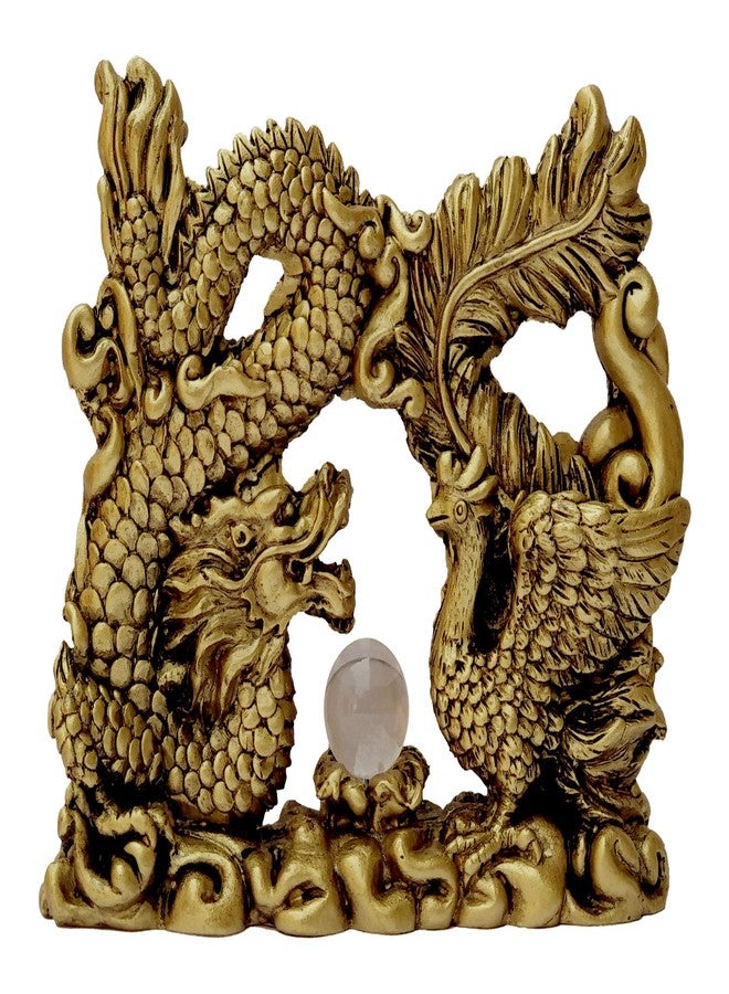 VASTU ART - Vastu Feng Shui Dragon and Phoenix with Crystal Ball for Harmony in Marriage, Love Life, Happiness & Bring Prosperity in Life Decoration Showpiece - Image 1